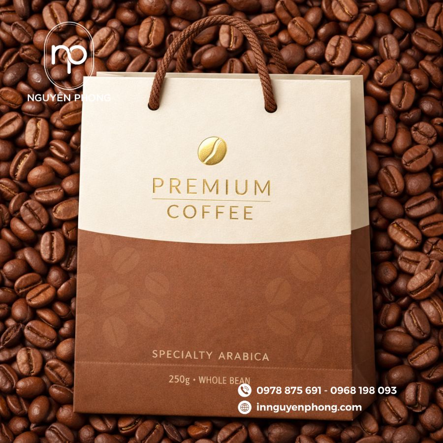 Mẫu túi giấy đựng cà phê tinh tế